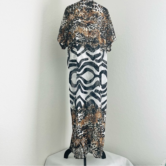 SOLD-Front Cinch-Waist Women's Chiffon Cover Up Long Duster Topper - Picture 5 of 11